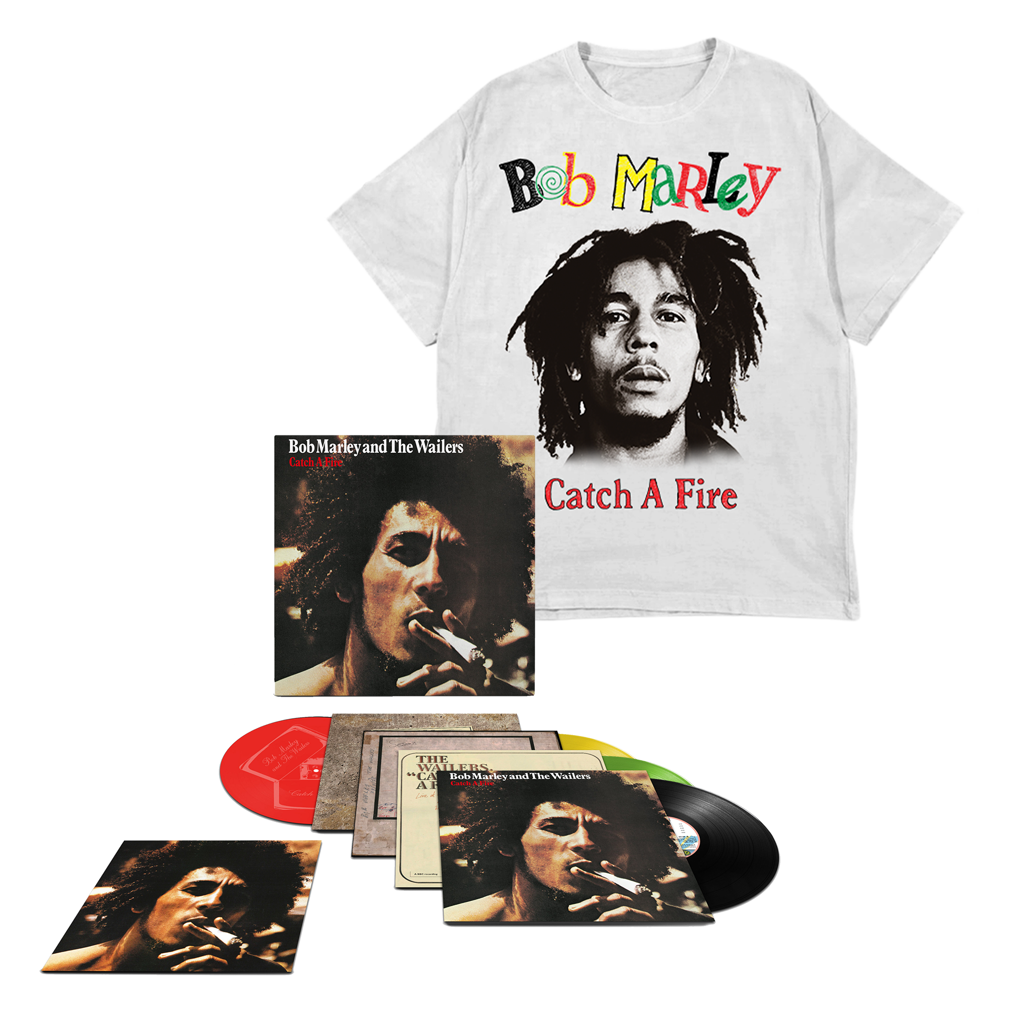 CATCH A FIRE : 3LP Colour Vinyl + CATCH A FIRE WHITE T-SHIRT