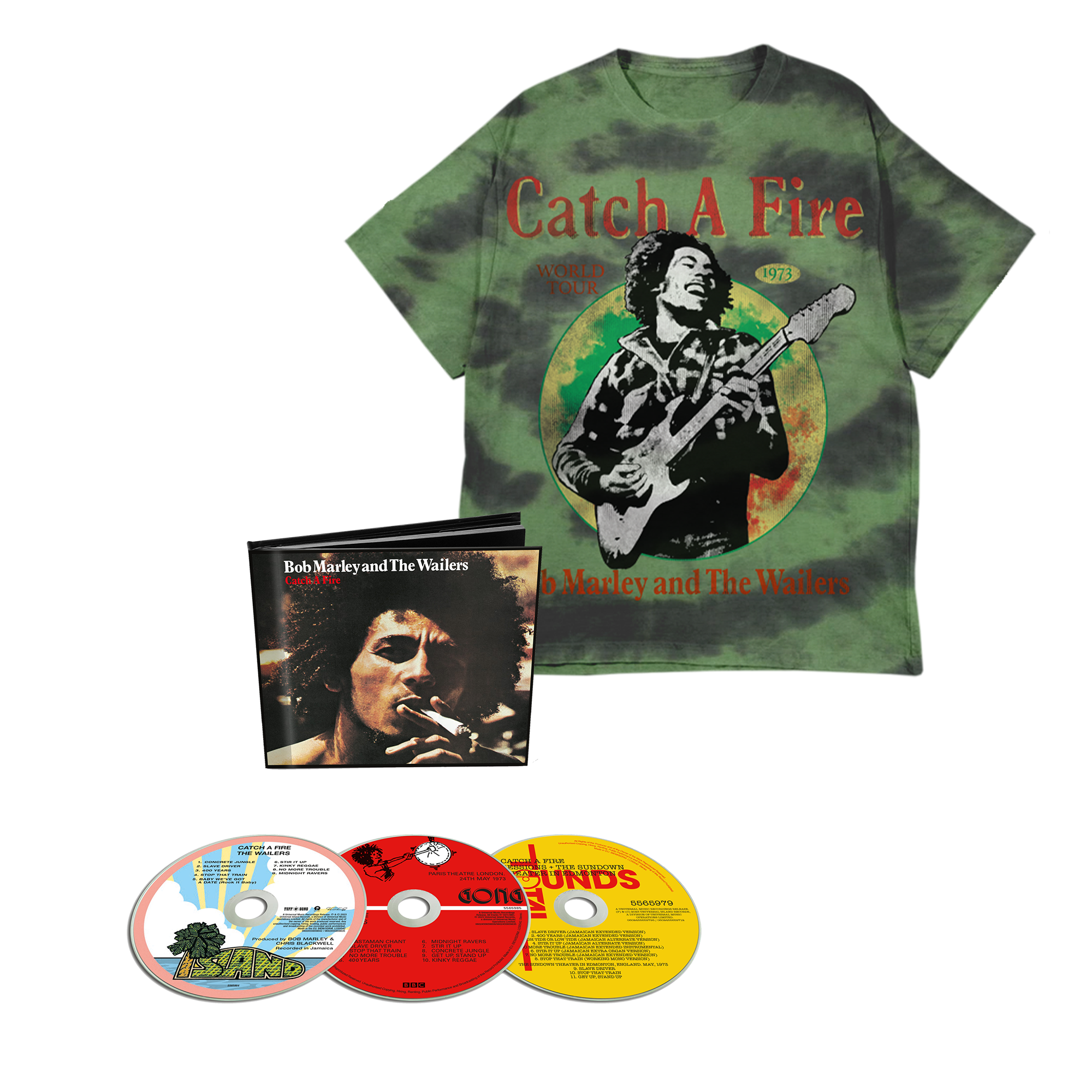 CATCH A FIRE : 3CD + CATCH A FIRE TIE DYE GREEN T-SHIRT