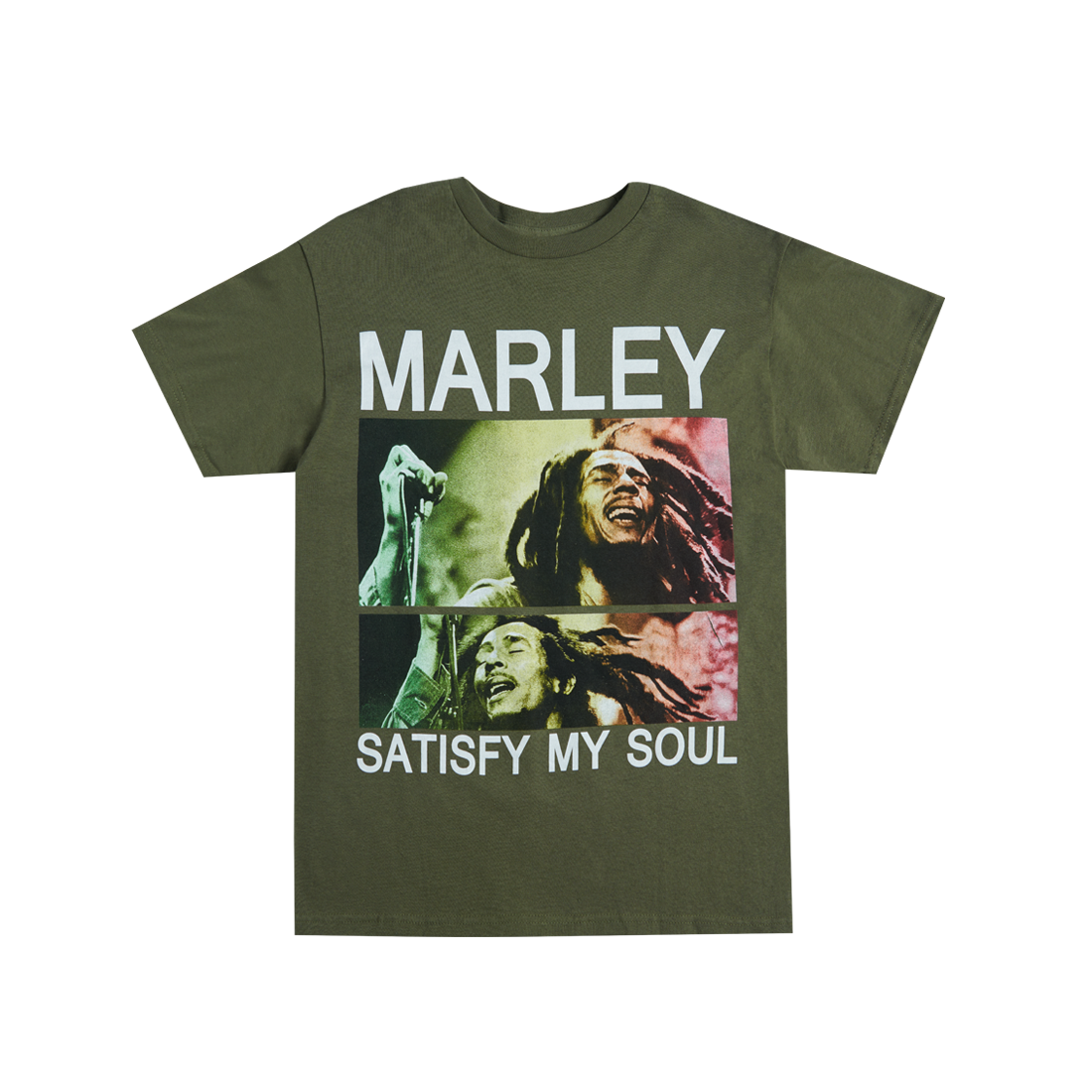 Bob Marley - Satisfy My Soul Olive Green T-Shirt
