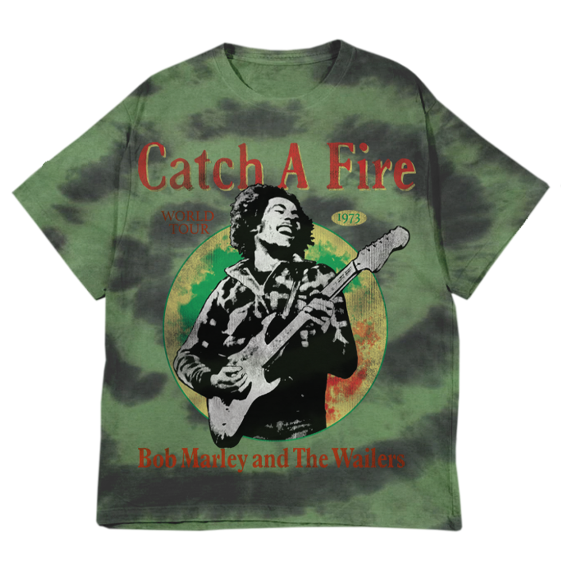 Catch A Fire Tie Dye Green T-Shirt - Bob Marley