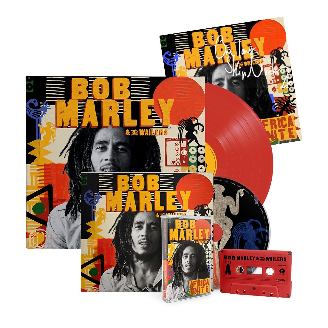 Africa Unite Red Vinyl CD Cassette Signed Art Card Bob Marley africa-unite-red-vinyl-cd-cassette-signed-art-card-bob-marley